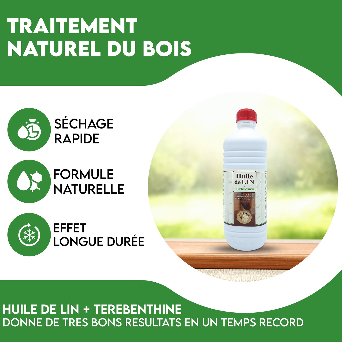 Mélange Huile de Lin Crue & Térébenthine – Protection et entretien du bois