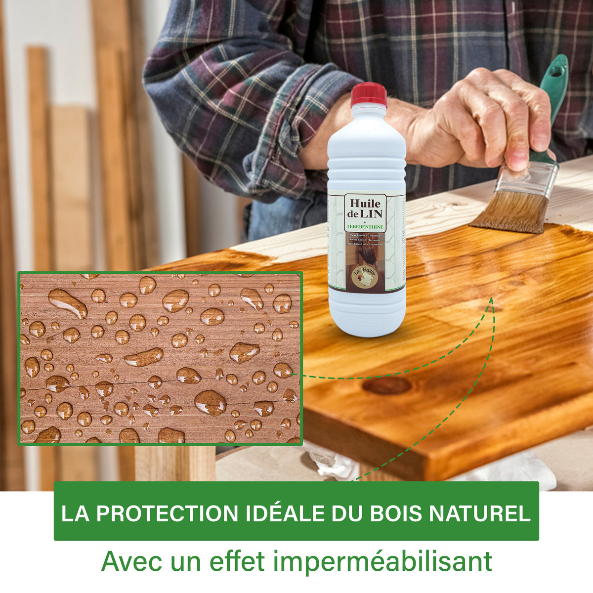 Mélange Huile de Lin Crue & Térébenthine – Protection et entretien du bois